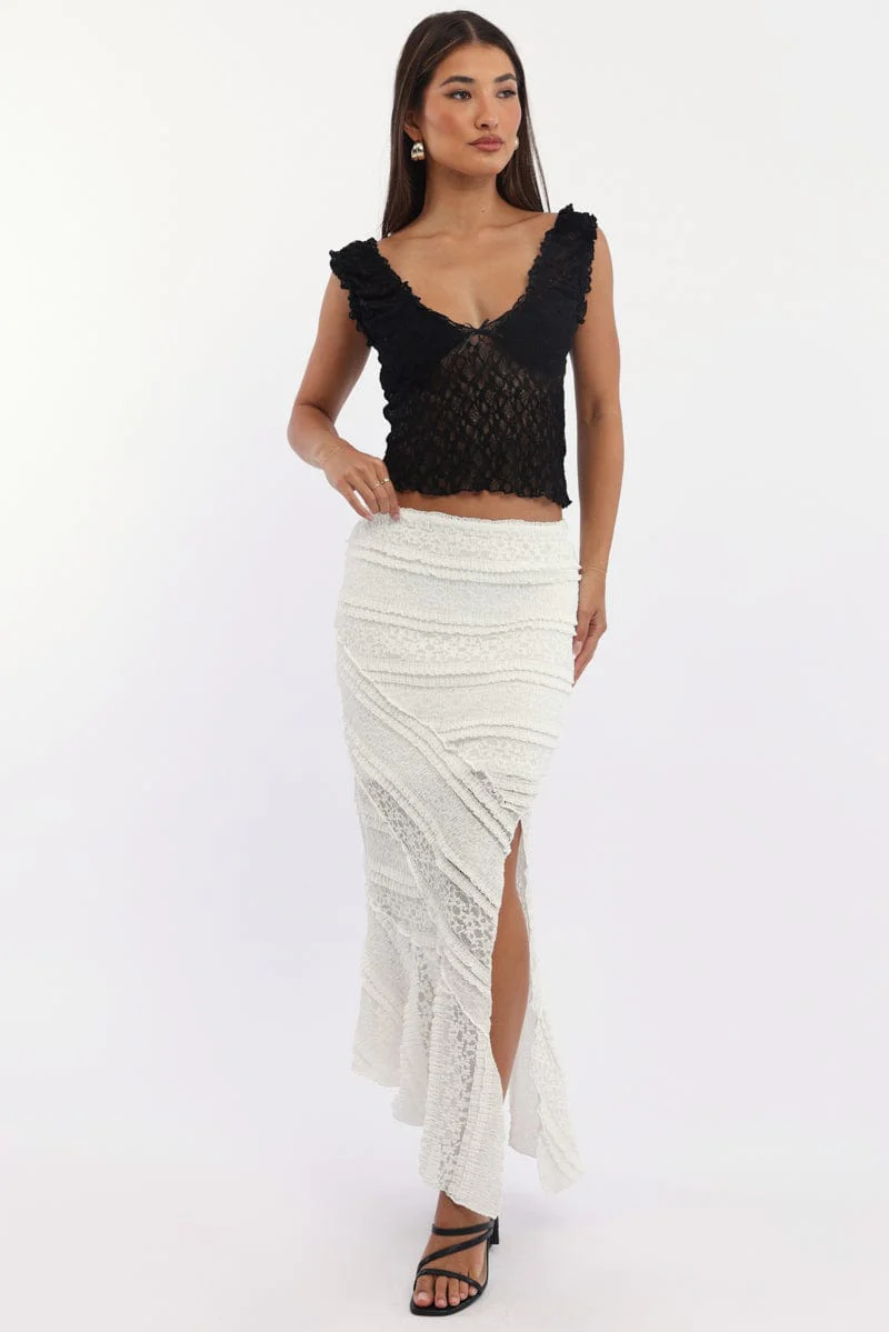 White Scarf Hem Lace Maxi