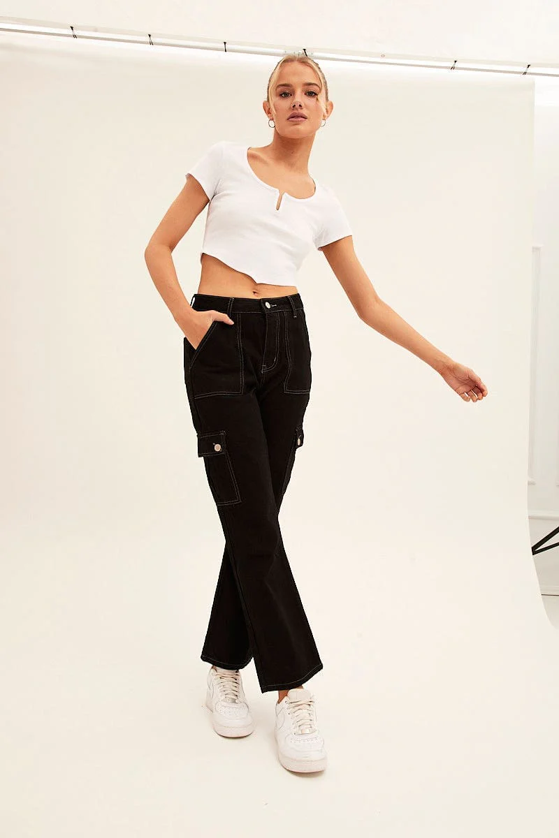 White Scarf T-Shirt Short Sleeve Crop - Image 2