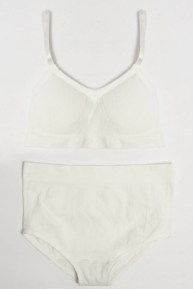 White Seamless Lingerie Set
