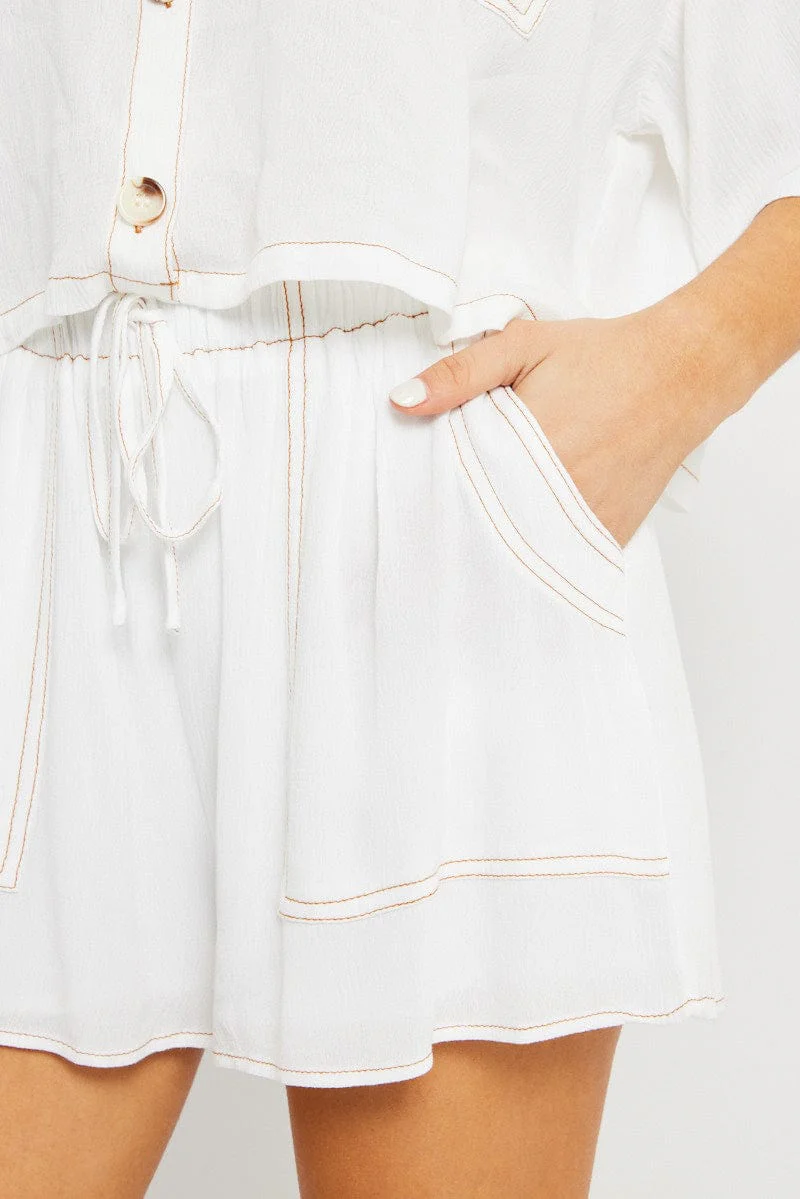 White Shorts Contrast Stitch - Image 6