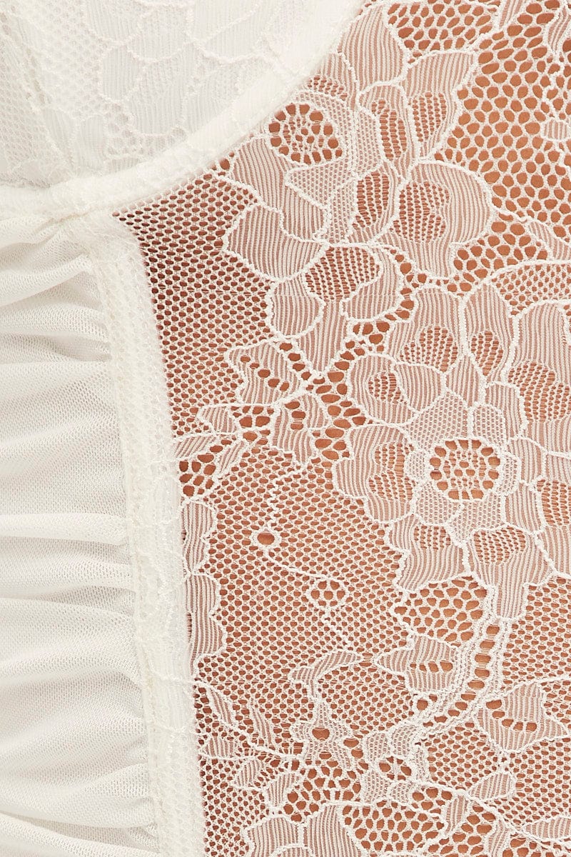 White Singlet Sleeveless Sweetheart Crop Lace - Image 6