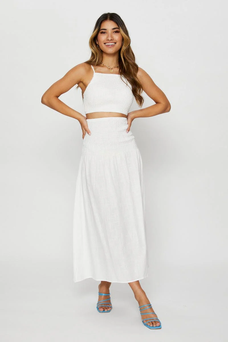 White Singlet Top Sleeveless Crop Square Neck - Image 2