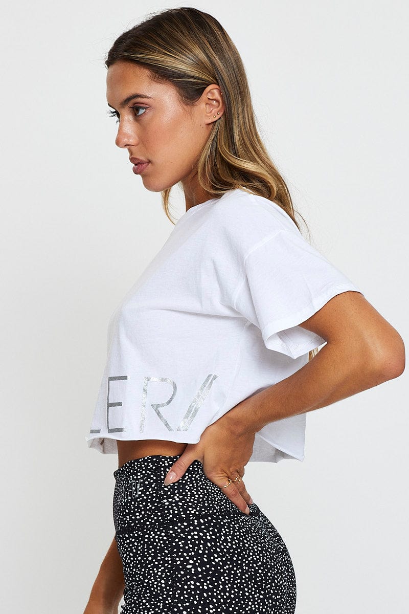 White Skyler Active Crop Boxy T Shirt - Image 4