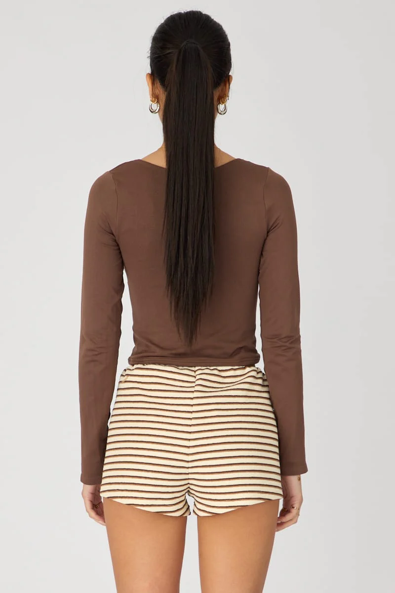 White Stripe Mid Rise Shorts - Image 5