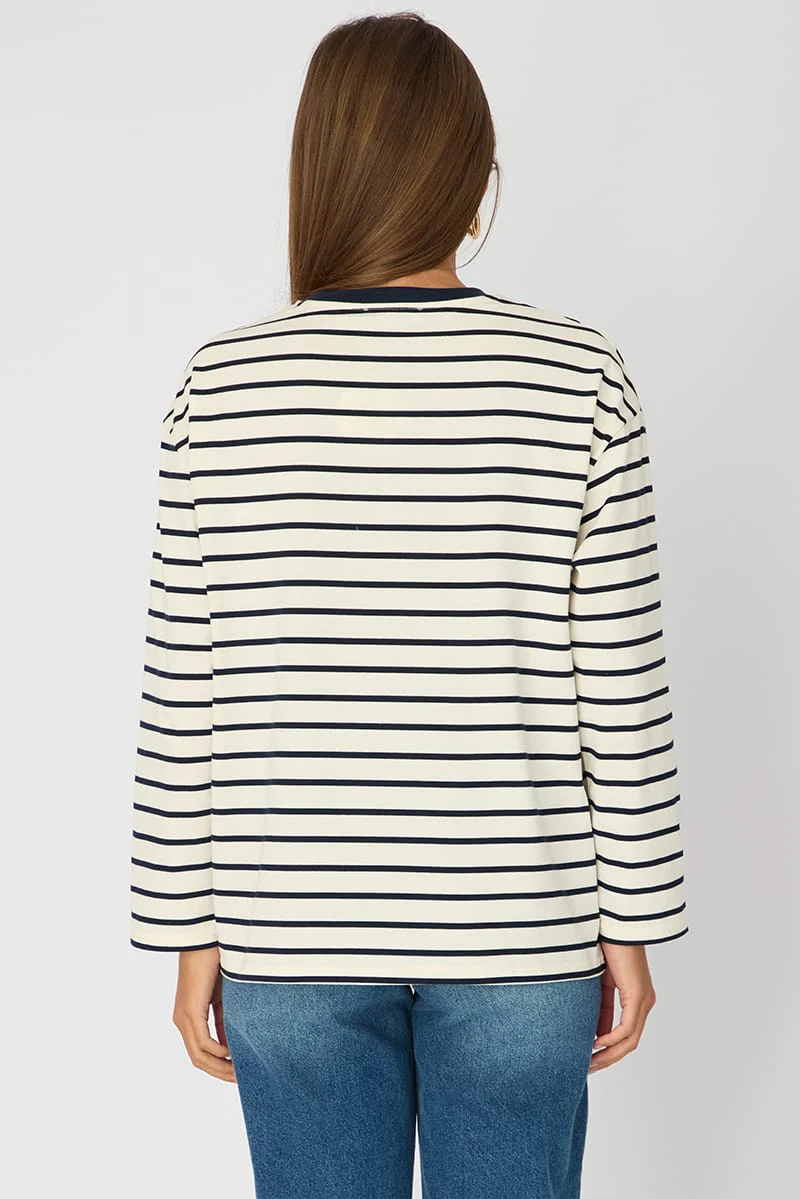 White Stripe Oversized Tee Long Sleeve - Image 6
