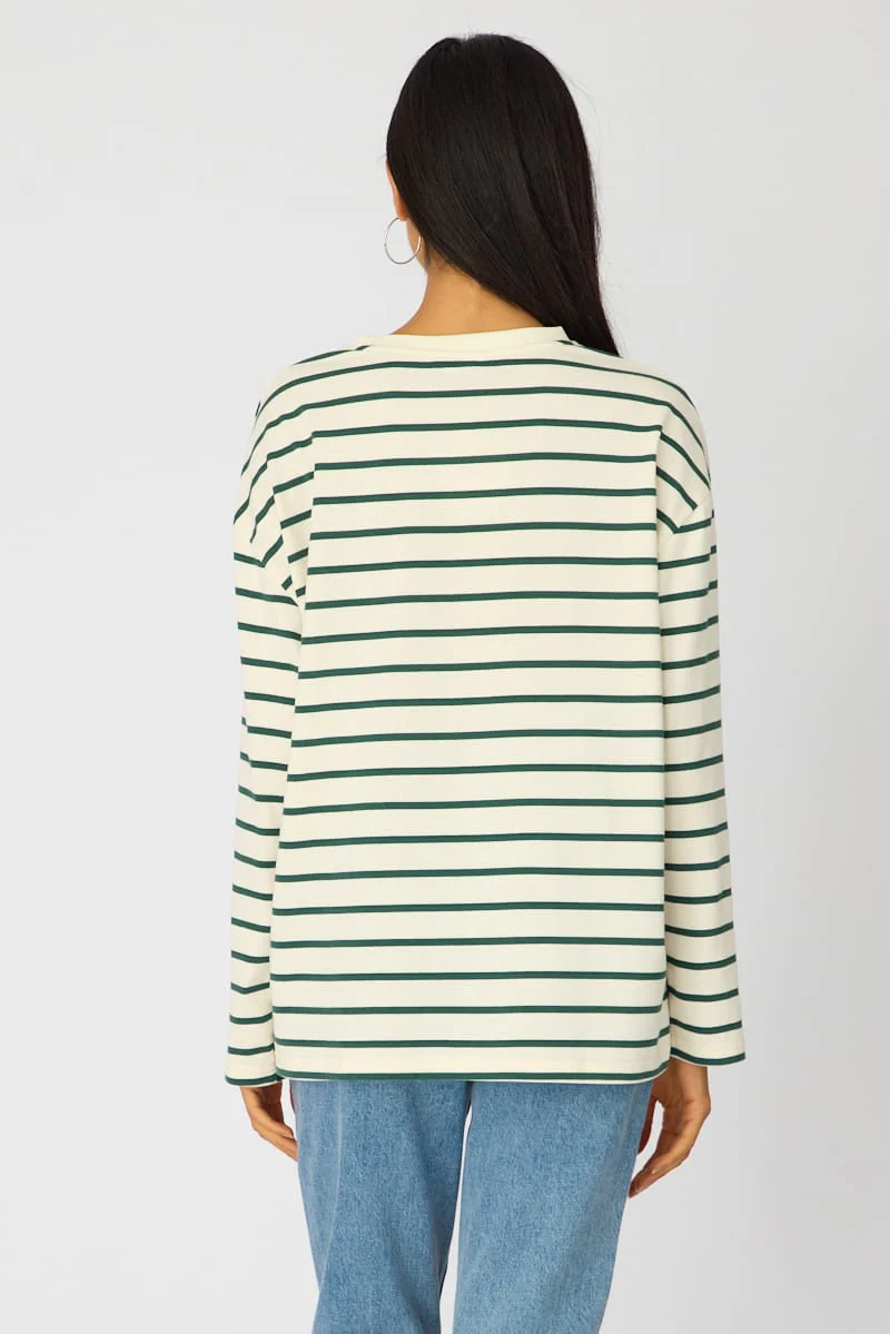 White Stripe Oversized Tee Long Sleeve - Image 6