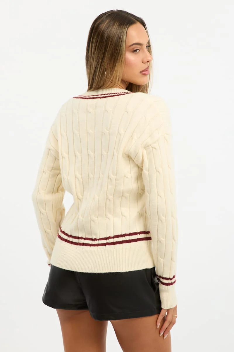 White Stripped Cable Knit - Image 5