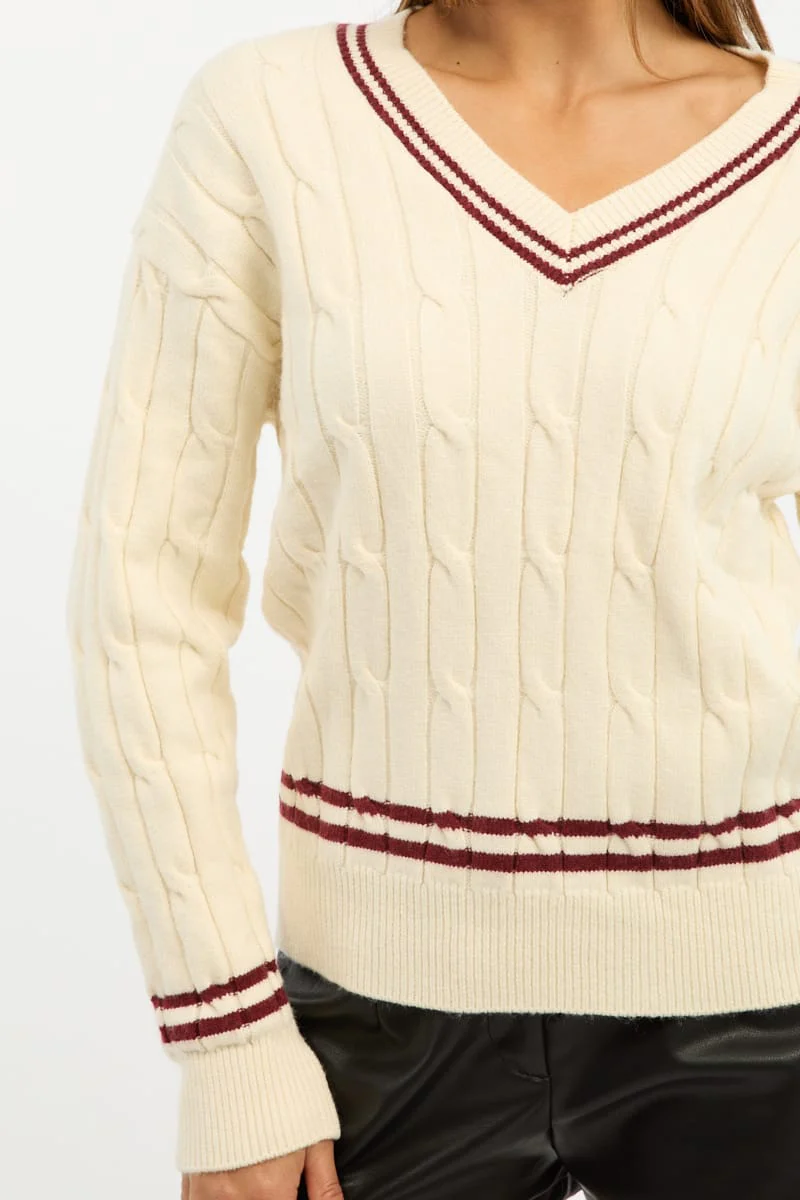 White Stripped Cable Knit - Image 6