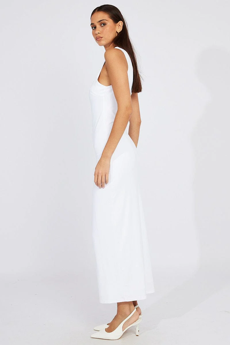 White Supersoft Bodycon Dress Maxi - Image 4