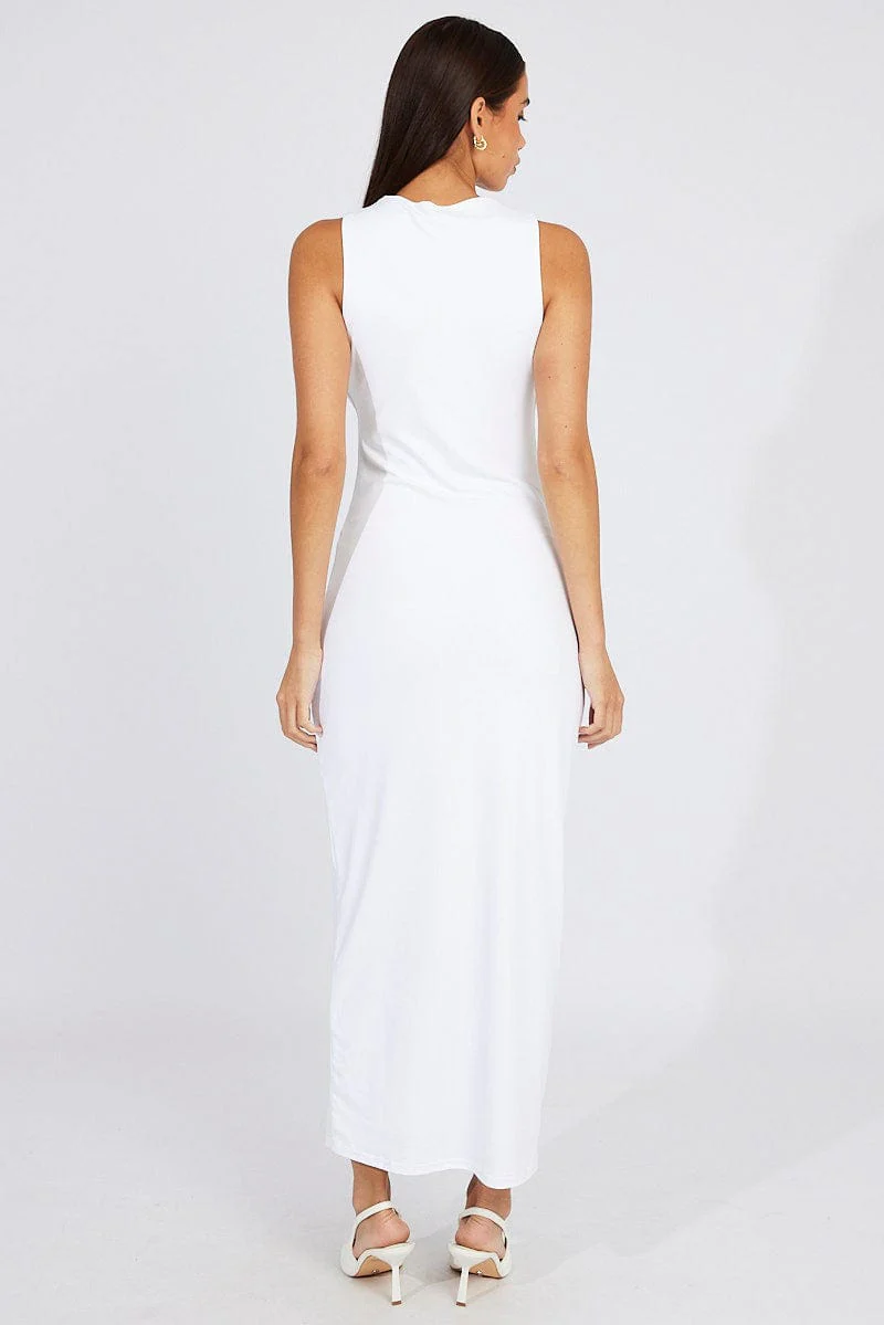 White Supersoft Bodycon Dress Maxi - Image 5