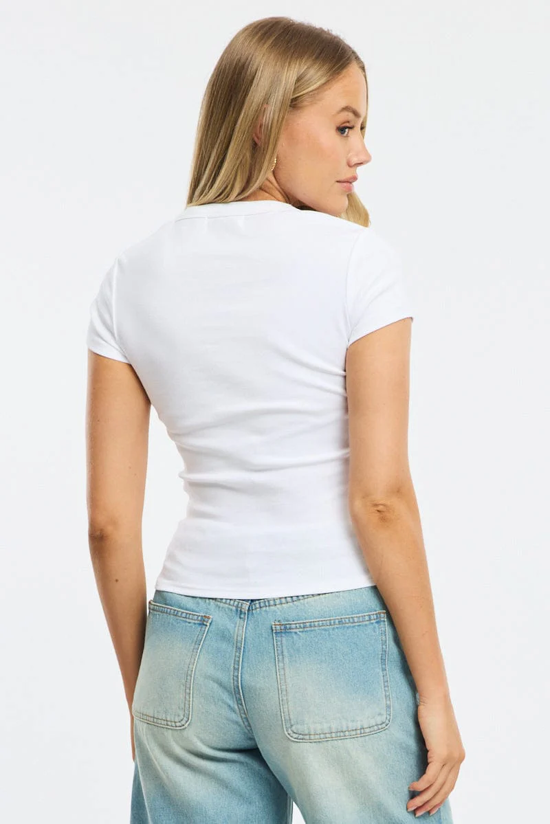 White T-shirt Short Sleeve Crew Neck - Image 5