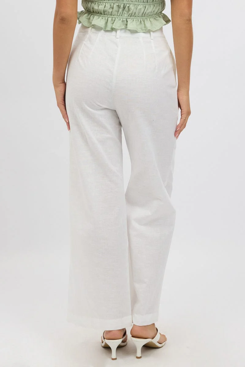 White Tailored Pants Wide Leg - Image 5