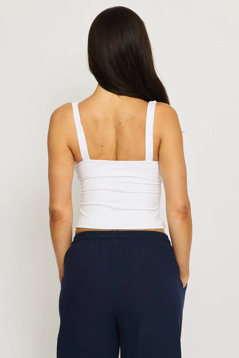 White Tank Top V-neck Supersoft - Image 5