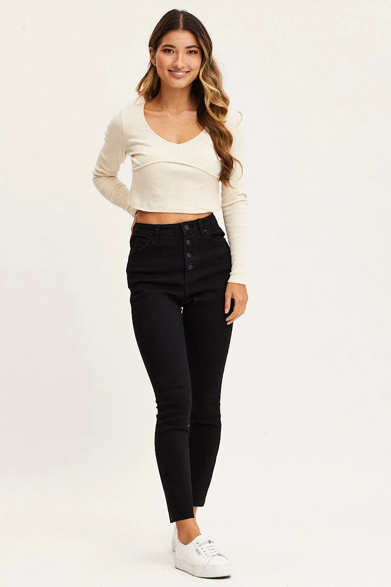 White Top Long Sleeve Round Neck - Image 2