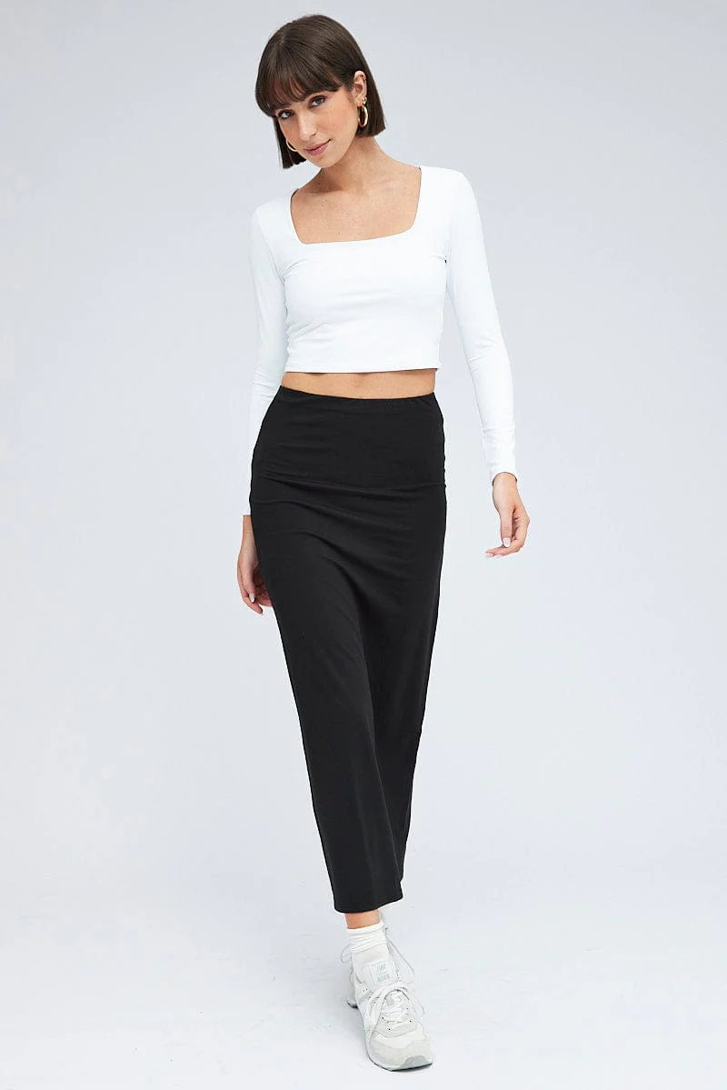 White Top Long Sleeve Square Neck - Image 2