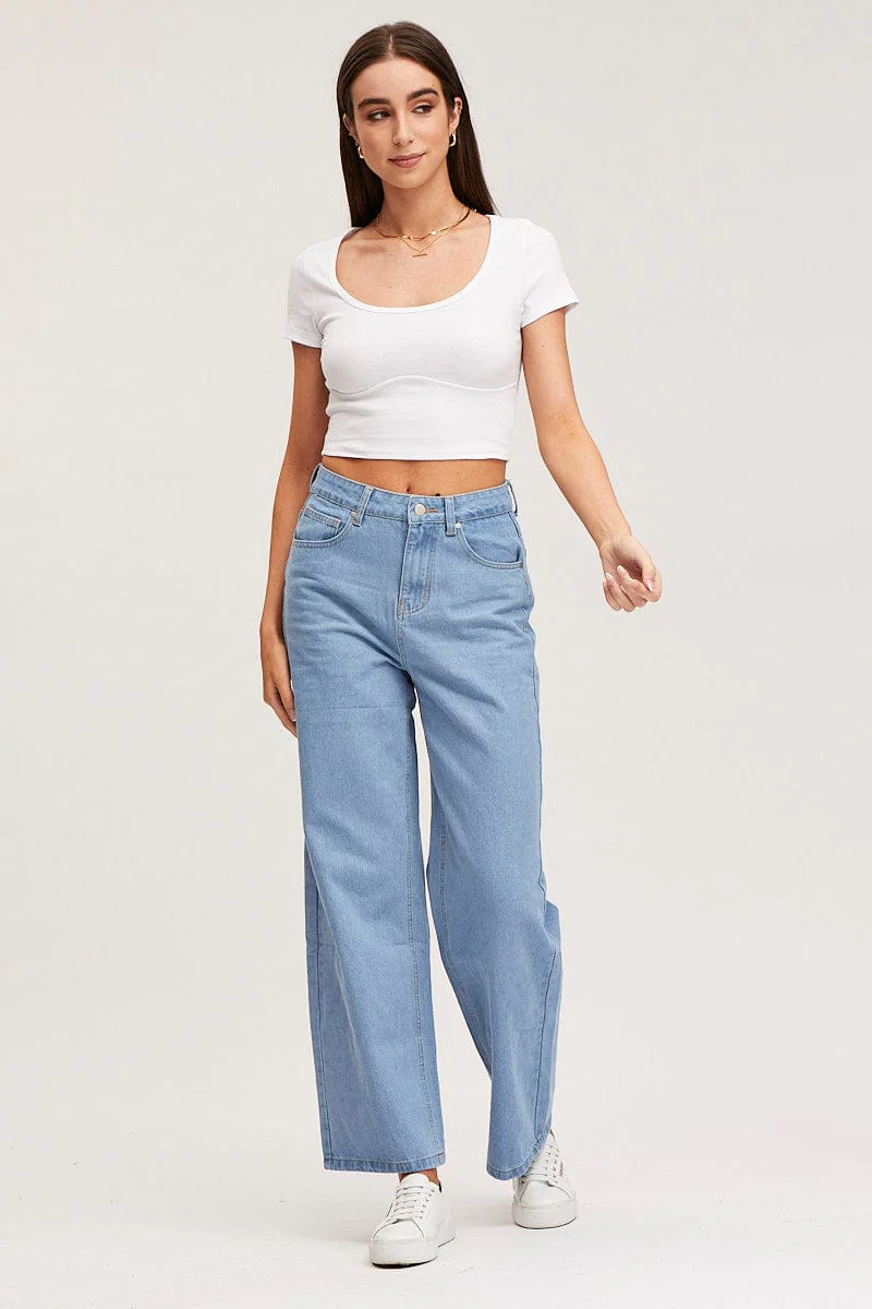 White Top Short Sleeve Round Neck - Image 2