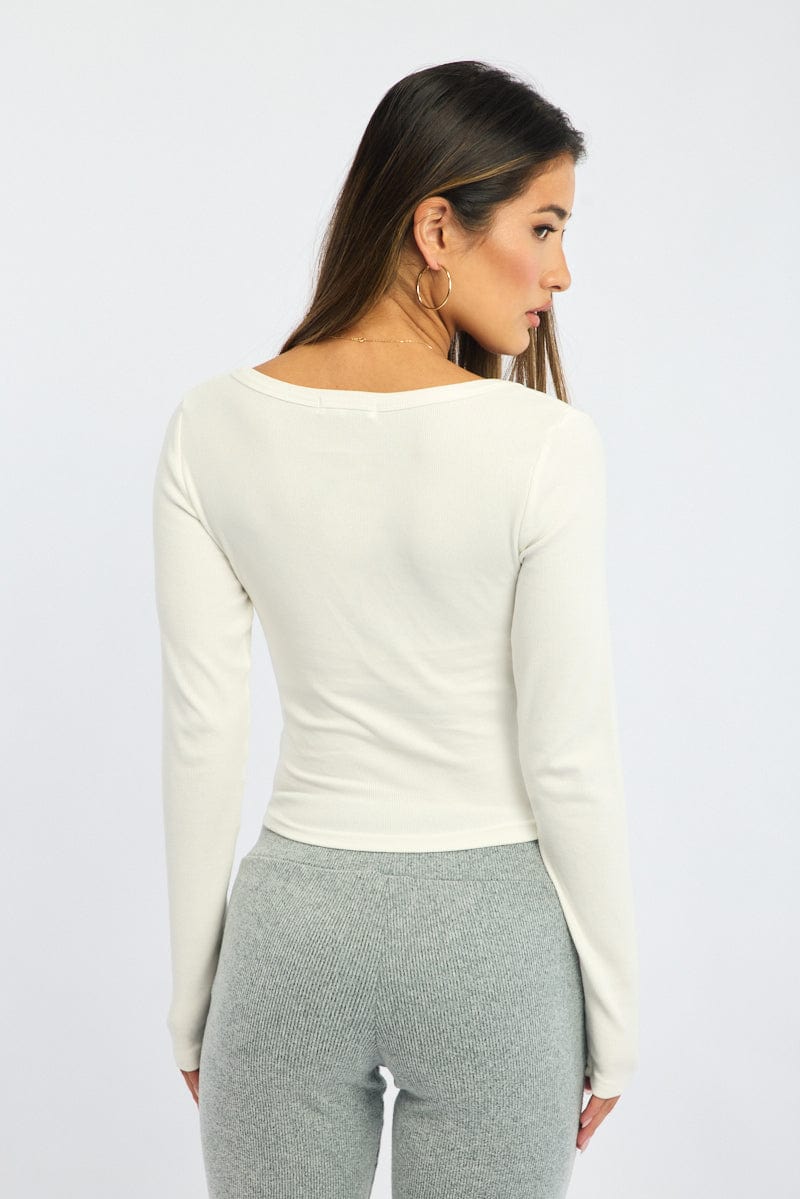 White Top Square Neck Long Sleeve - Image 5