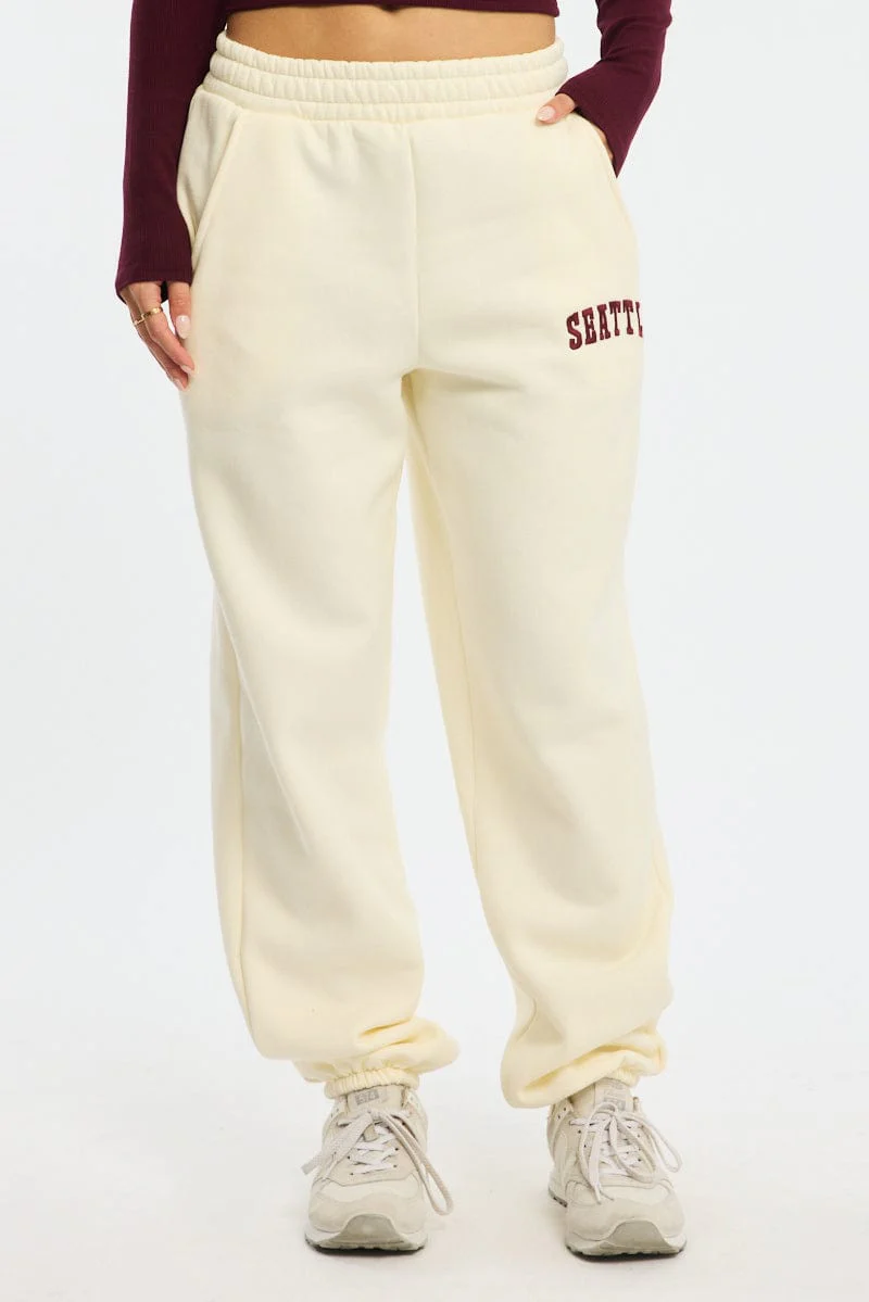White Track Pants Jogger - Image 2