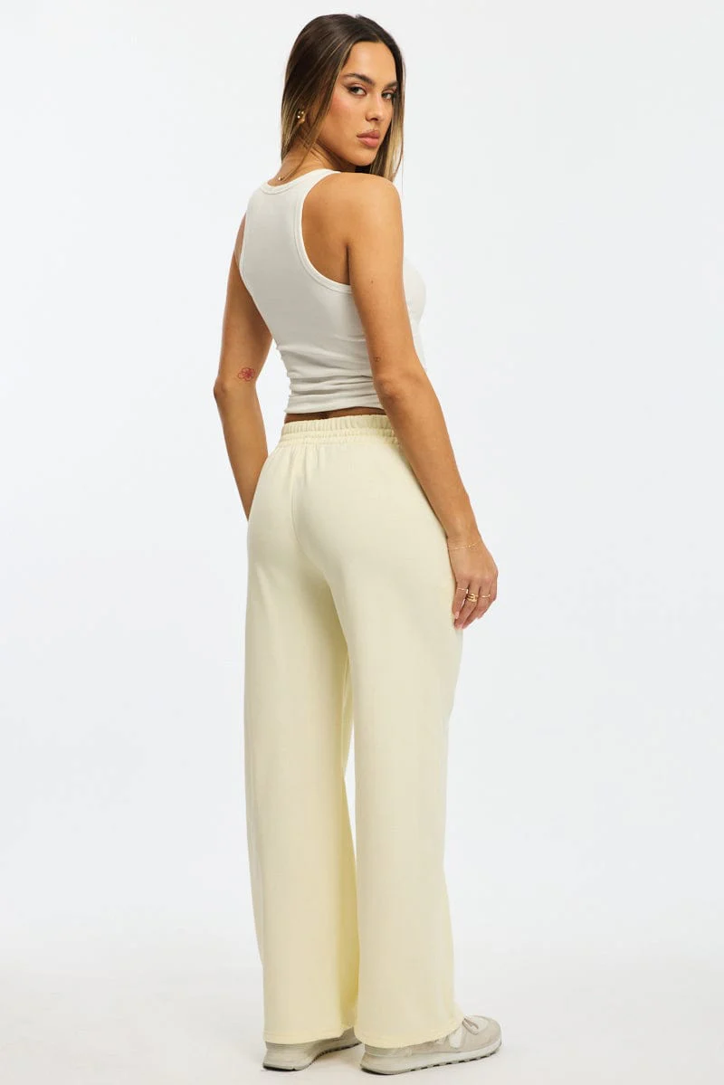 White Track Pants Wide Leg - Image 4