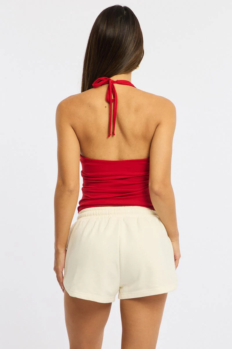 White Track Shorts Elasticated Waist - Image 5