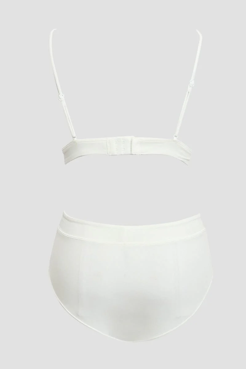White Triangle Bra and Briefs Lingerie Set - Image 2