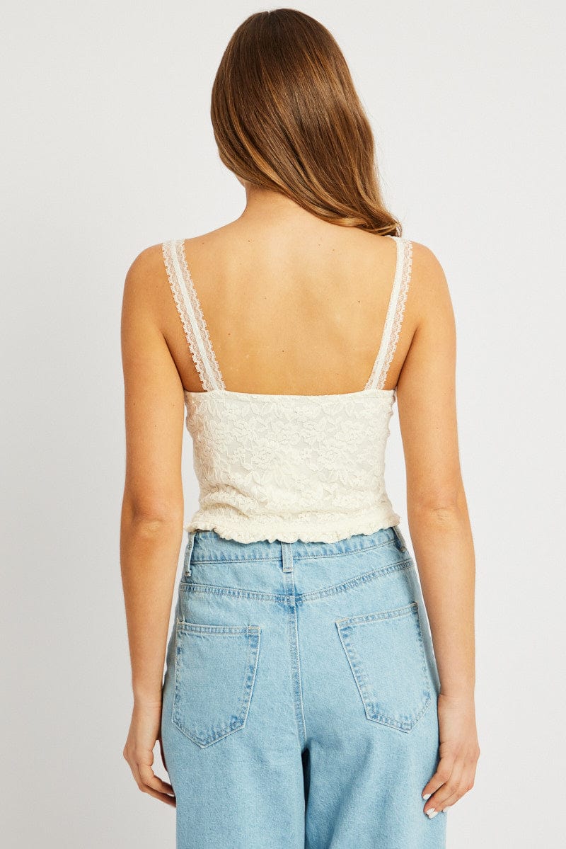 White Trimmed Top Sleeveless Lace - Image 5
