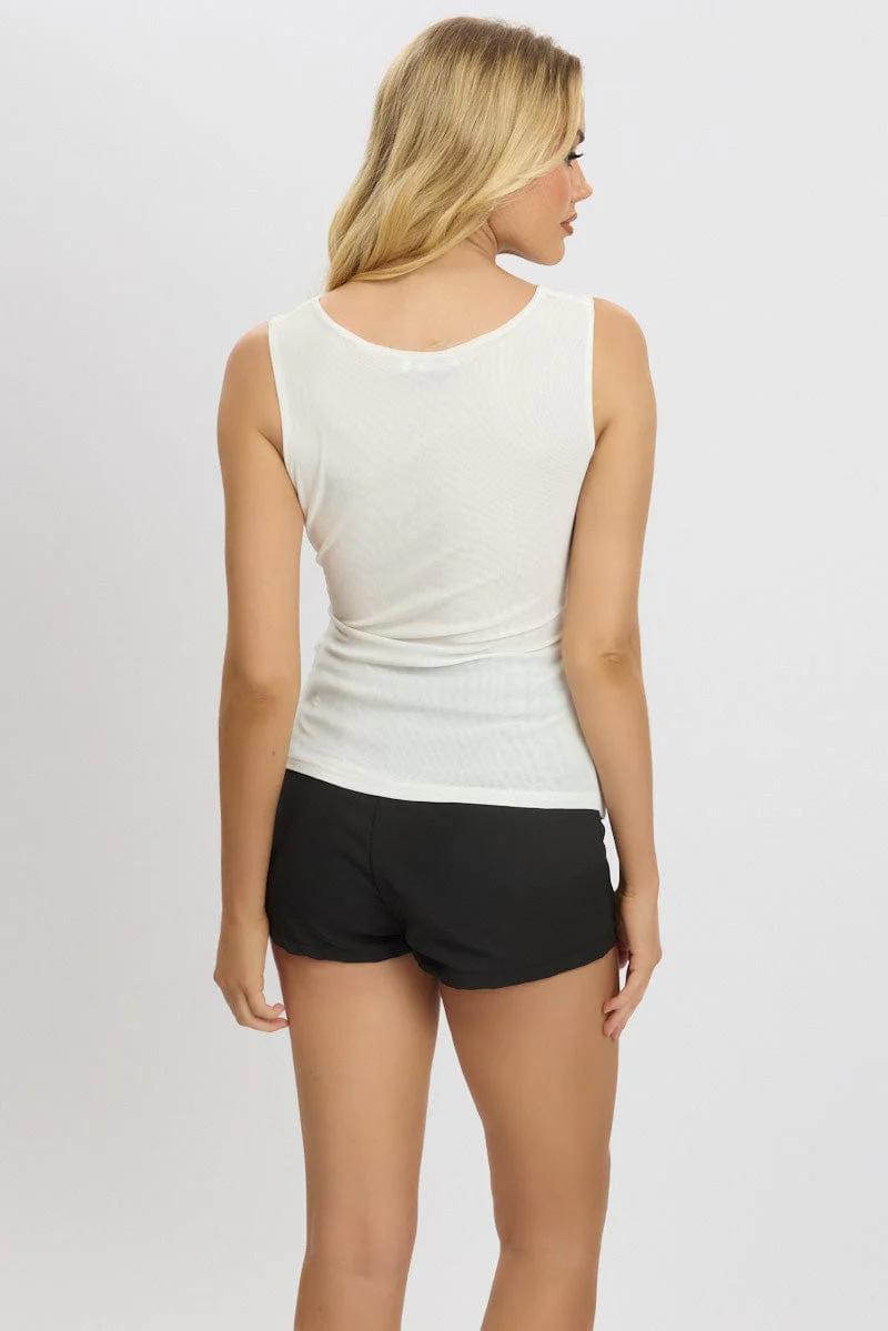 White Twisted Top Sleeveless Mesh - Image 5