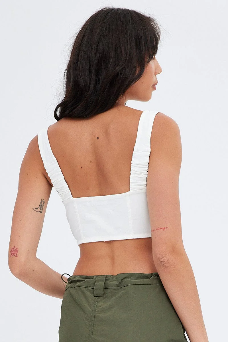 White White Top Sleeveless with Zipper - Image 5