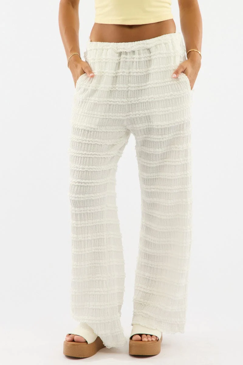 White Wide Leg Pant Lace - Image 2
