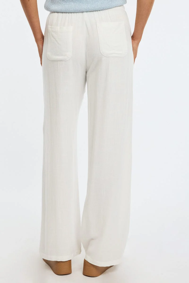 White Wide Leg Pants - Image 5