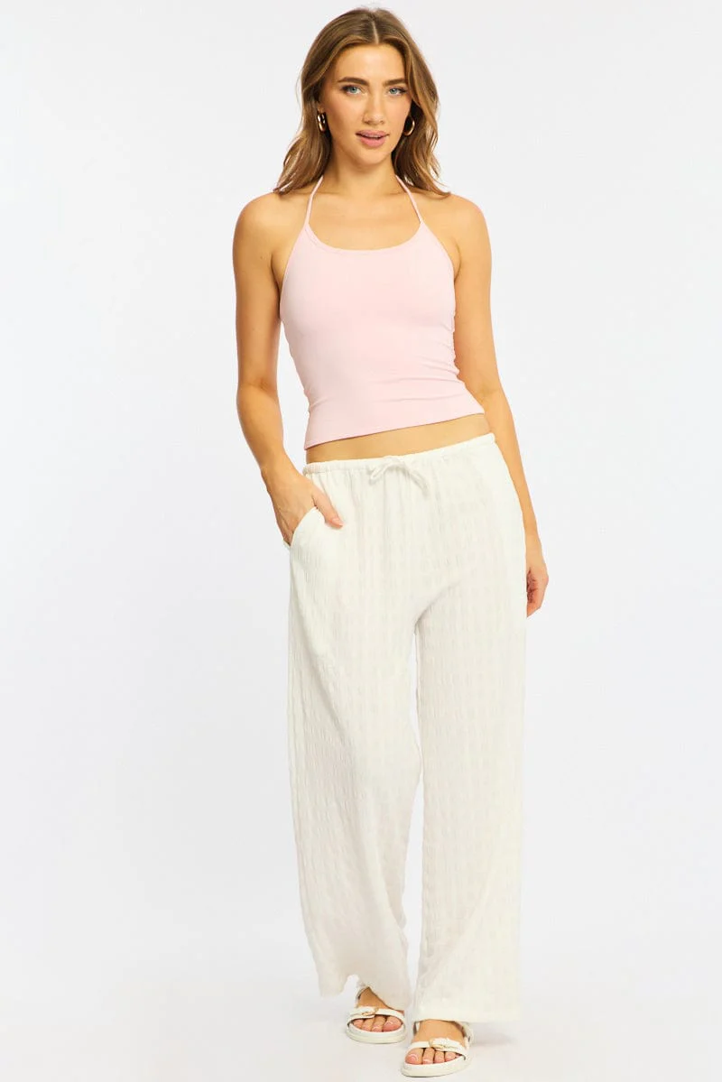 White Wide Leg Pants Elasticated Waist