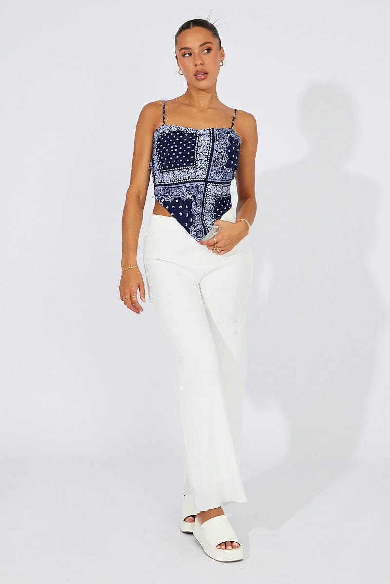 White Wide Leg Pants High Rise - Image 2