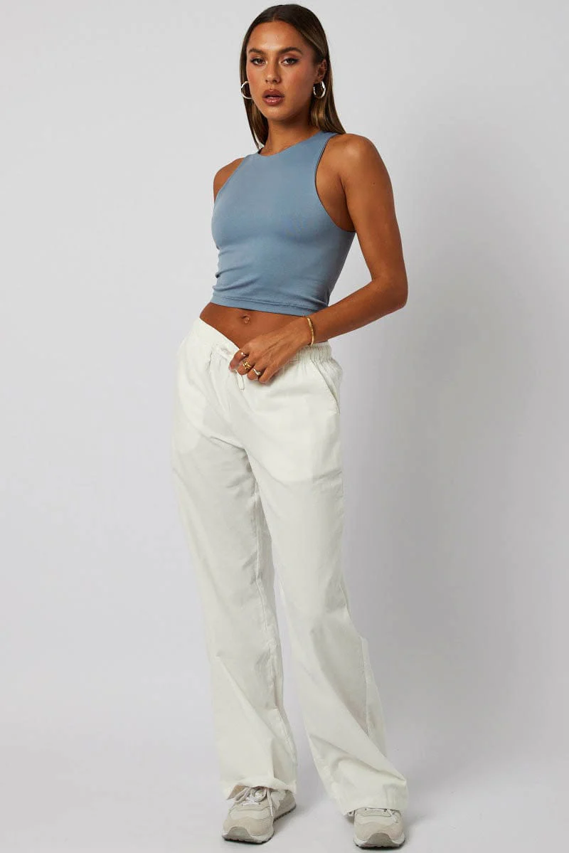 White Wide Leg Pants Micro Corduroy - Image 2