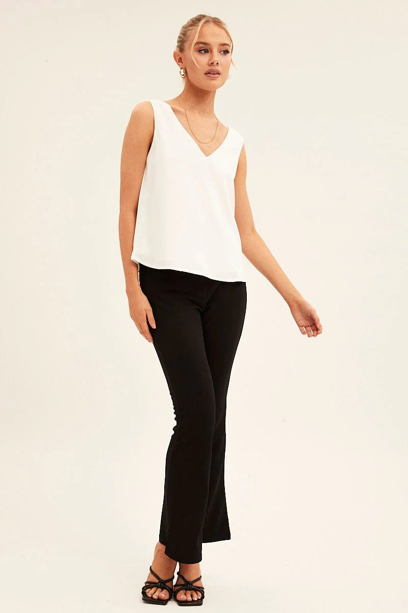 White Workwear Tank Deep V Sleeveless - Image 2