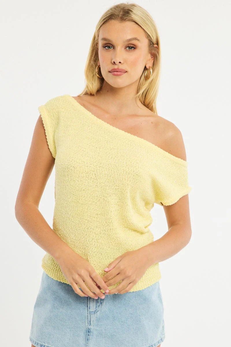 Yellow Asymmetrical Knit Top