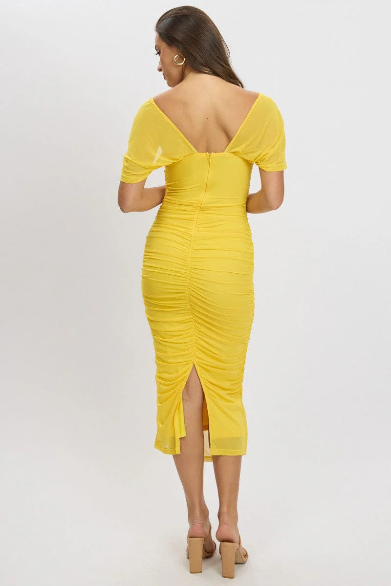 Yellow Bodycon Dress Mesh - Image 5