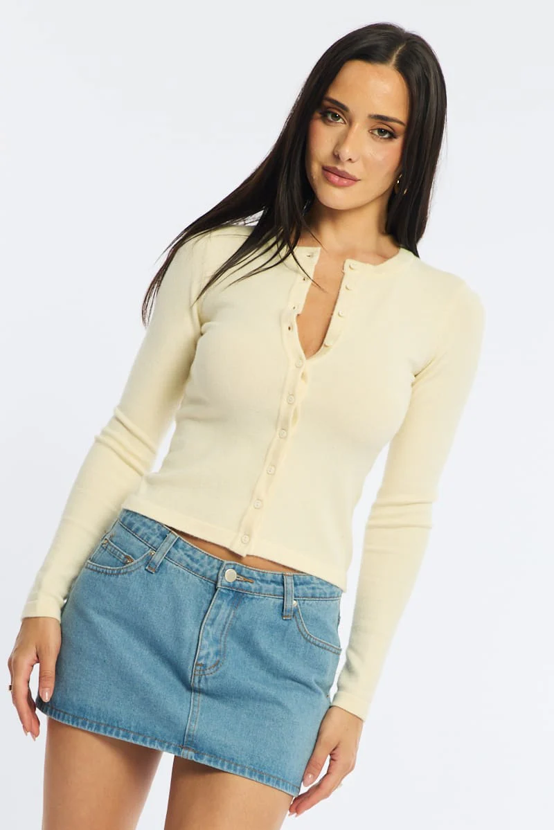 Yellow Button Down Fitted Cardigan - Image 4