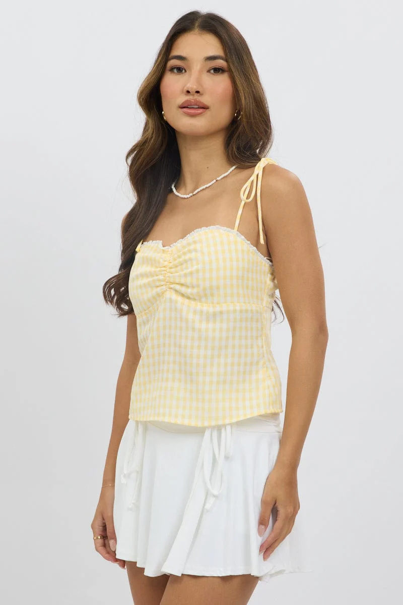 Yellow Check Cami Top Backless - Image 4