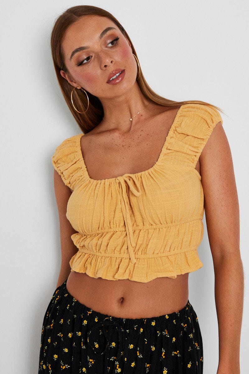 Yellow Crop Top Short Sleeve - Image 3