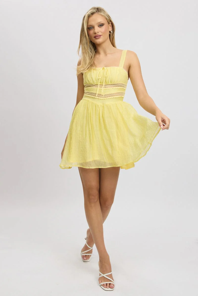 Yellow Fit And Flare Dress Mini - Image 2
