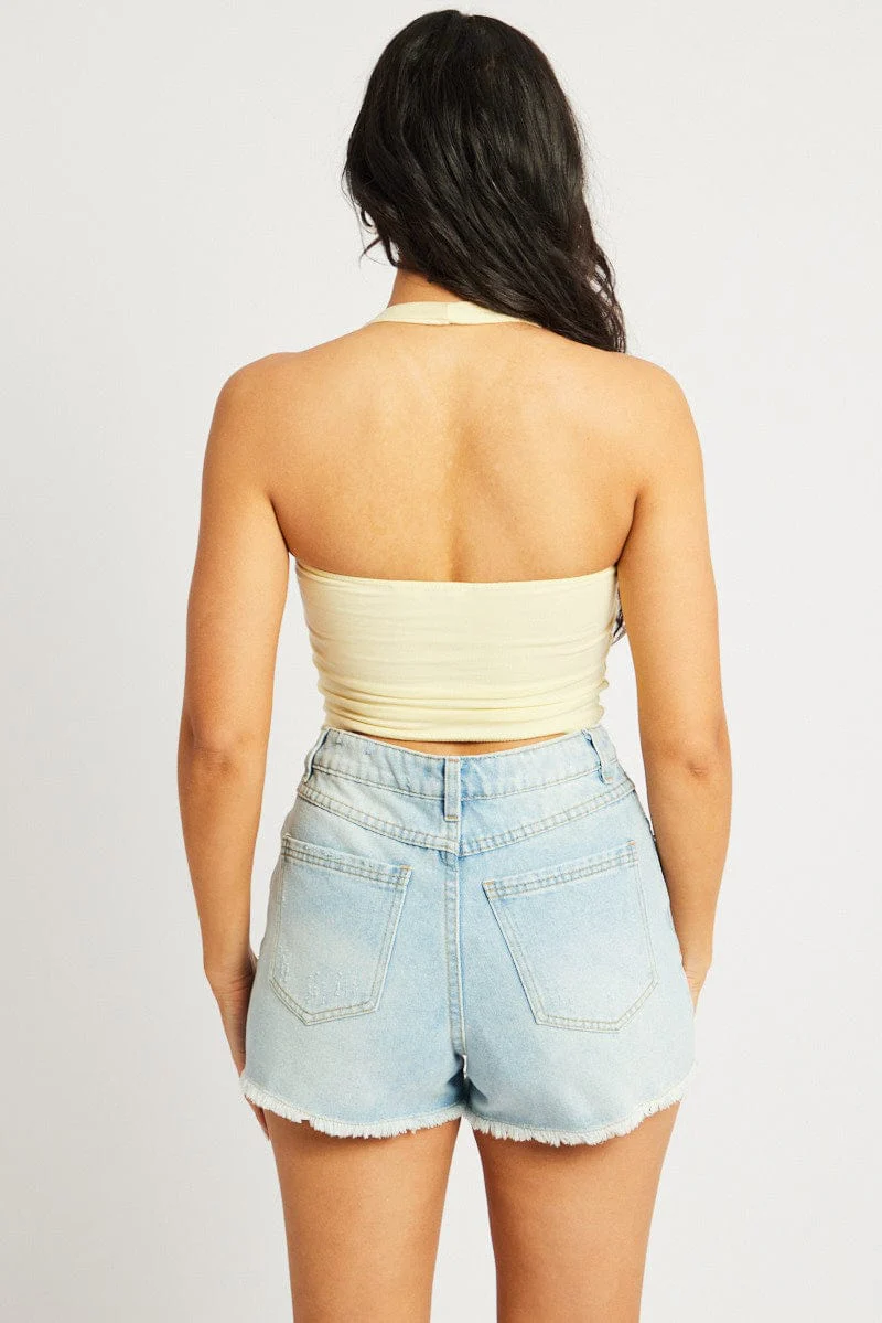 Yellow Halter Neck Top Cotton Span - Image 5