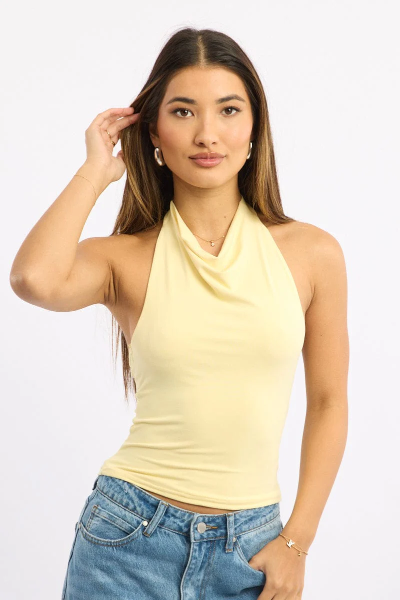 Yellow Halter Neck Top Supersoft