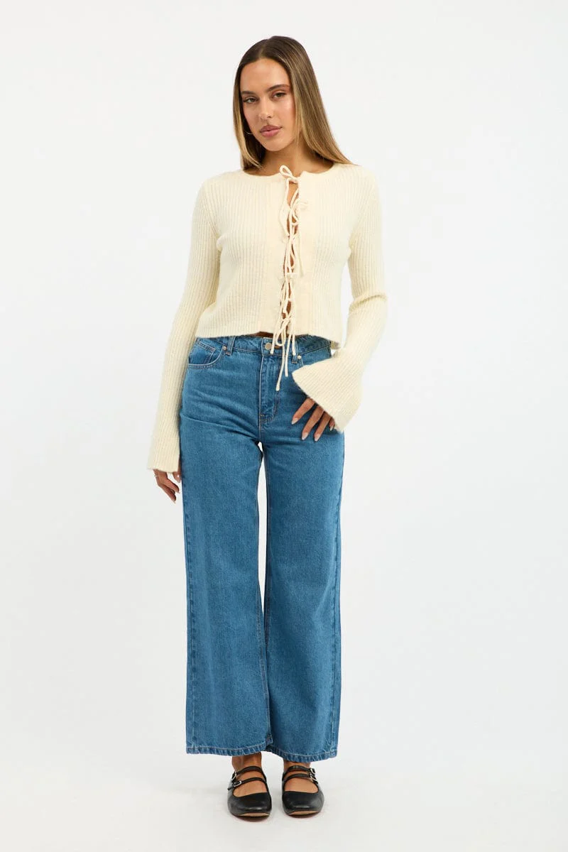 Yellow Knit Cardigan Tie Up Long Sleeve - Image 2