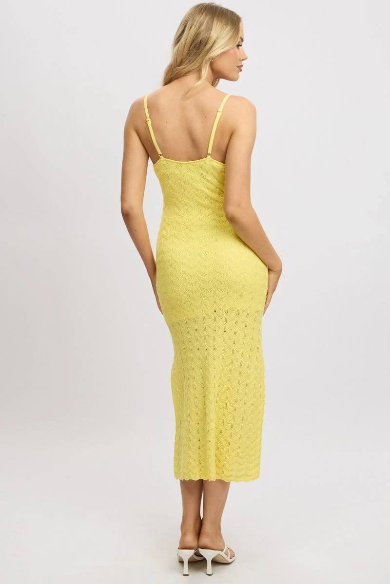 Yellow Knit Dress Singlet Midi - Image 5
