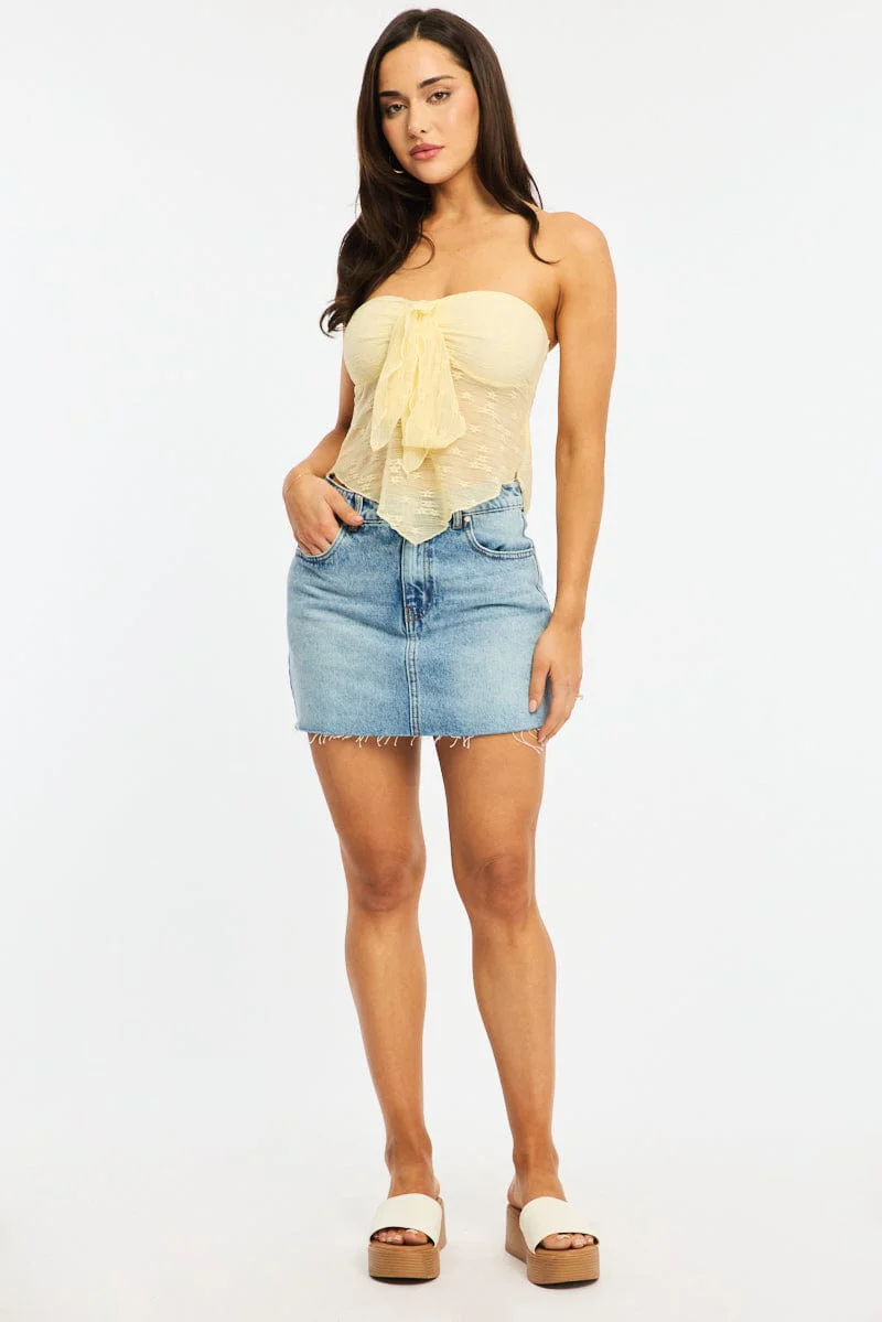 Yellow Lace Bandeau Tie Up Front - Image 2