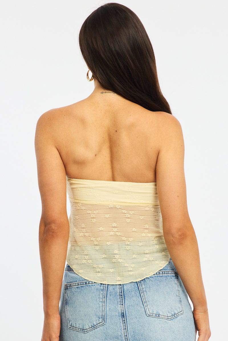 Yellow Lace Bandeau Tie Up Front - Image 4