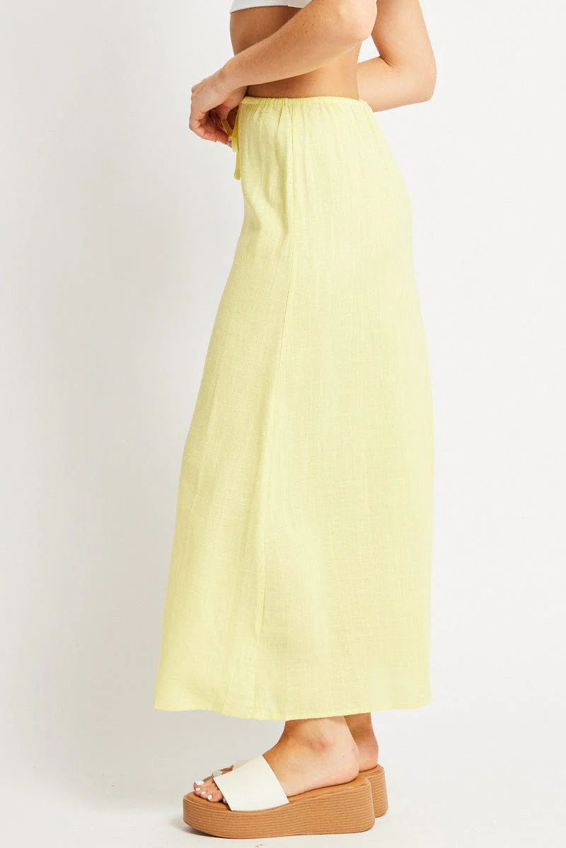 Yellow Midaxi Skirt Relaxed Fit Elastic Waist - Image 4