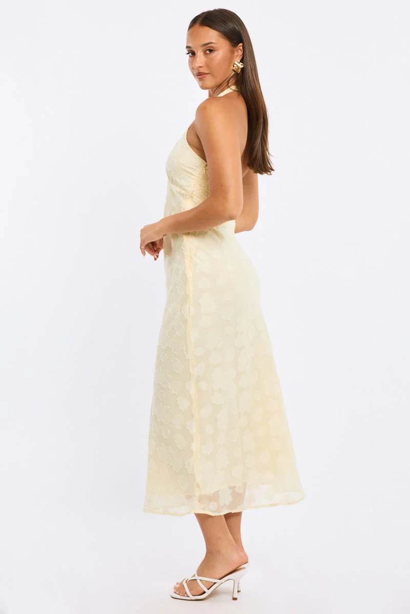 Yellow Midi Dress Halter Neck - Image 3