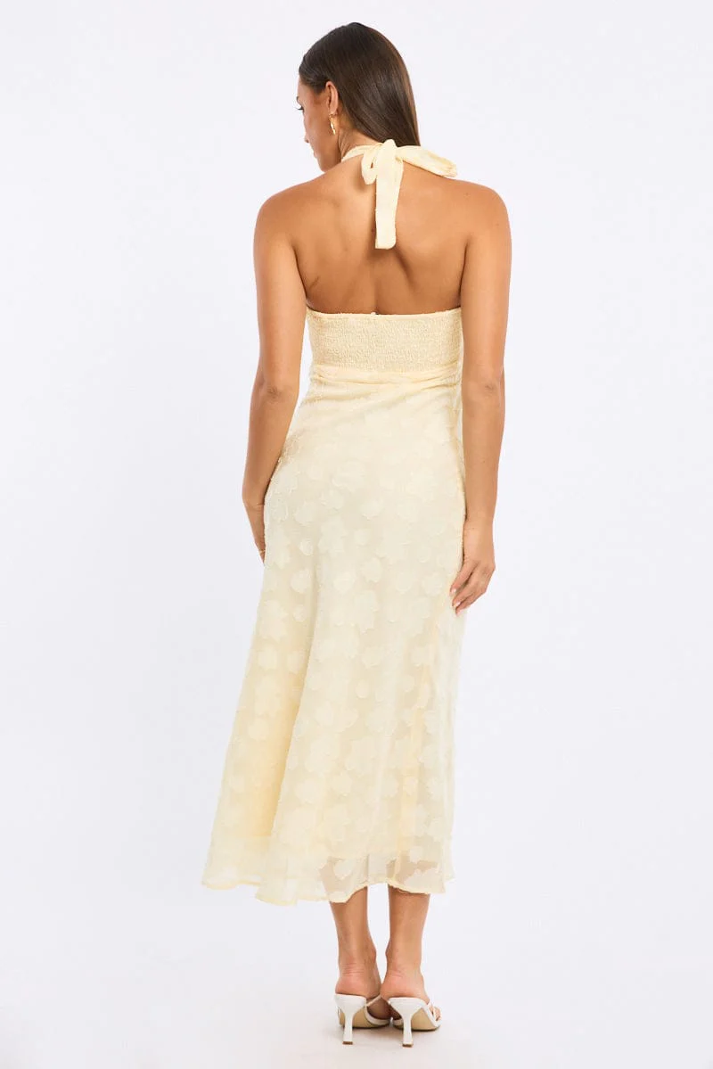 Yellow Midi Dress Halter Neck - Image 4