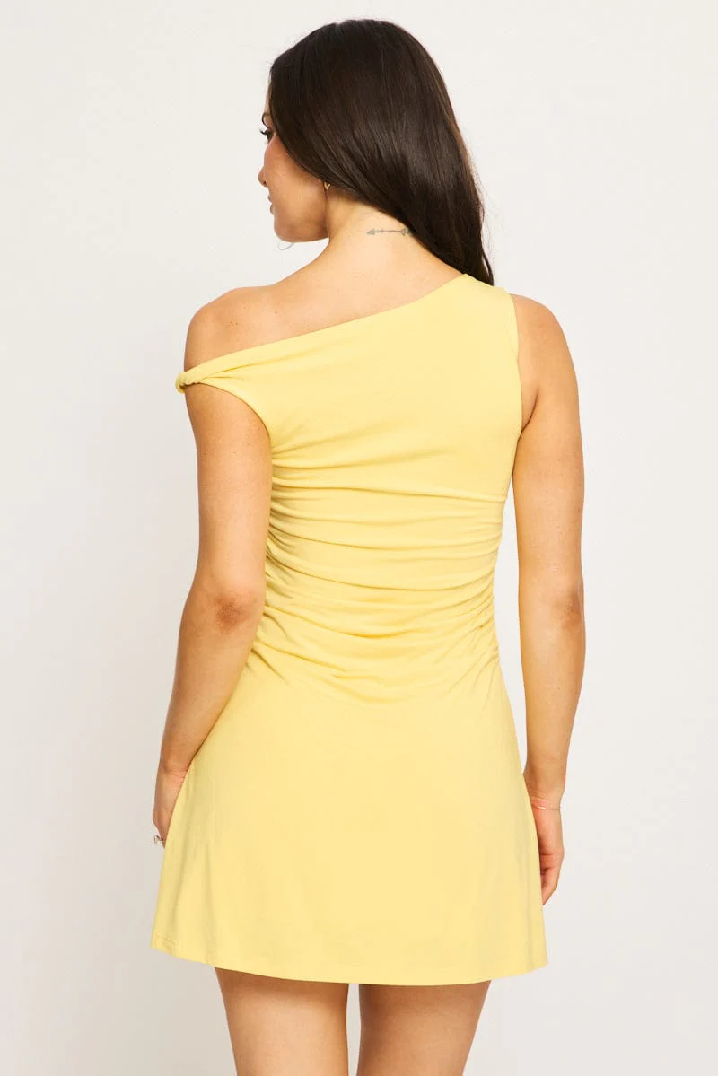 Yellow Mini Dress Off Shoulder - Image 4